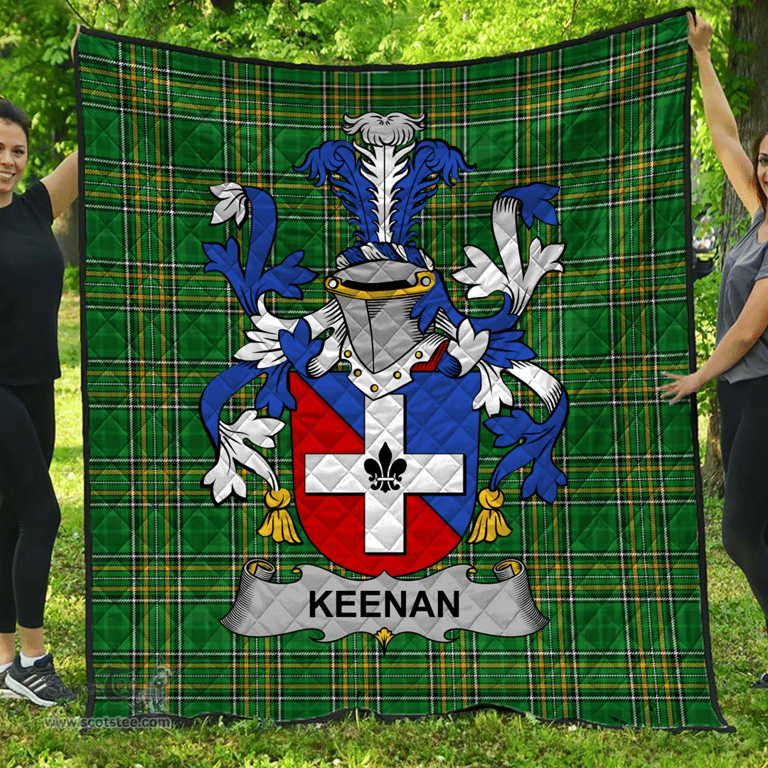 Scottish Keenan Or O'Kinahan Irish Coat of Arms Family Crest Quilt Irish National Tartan Irish County Quilts