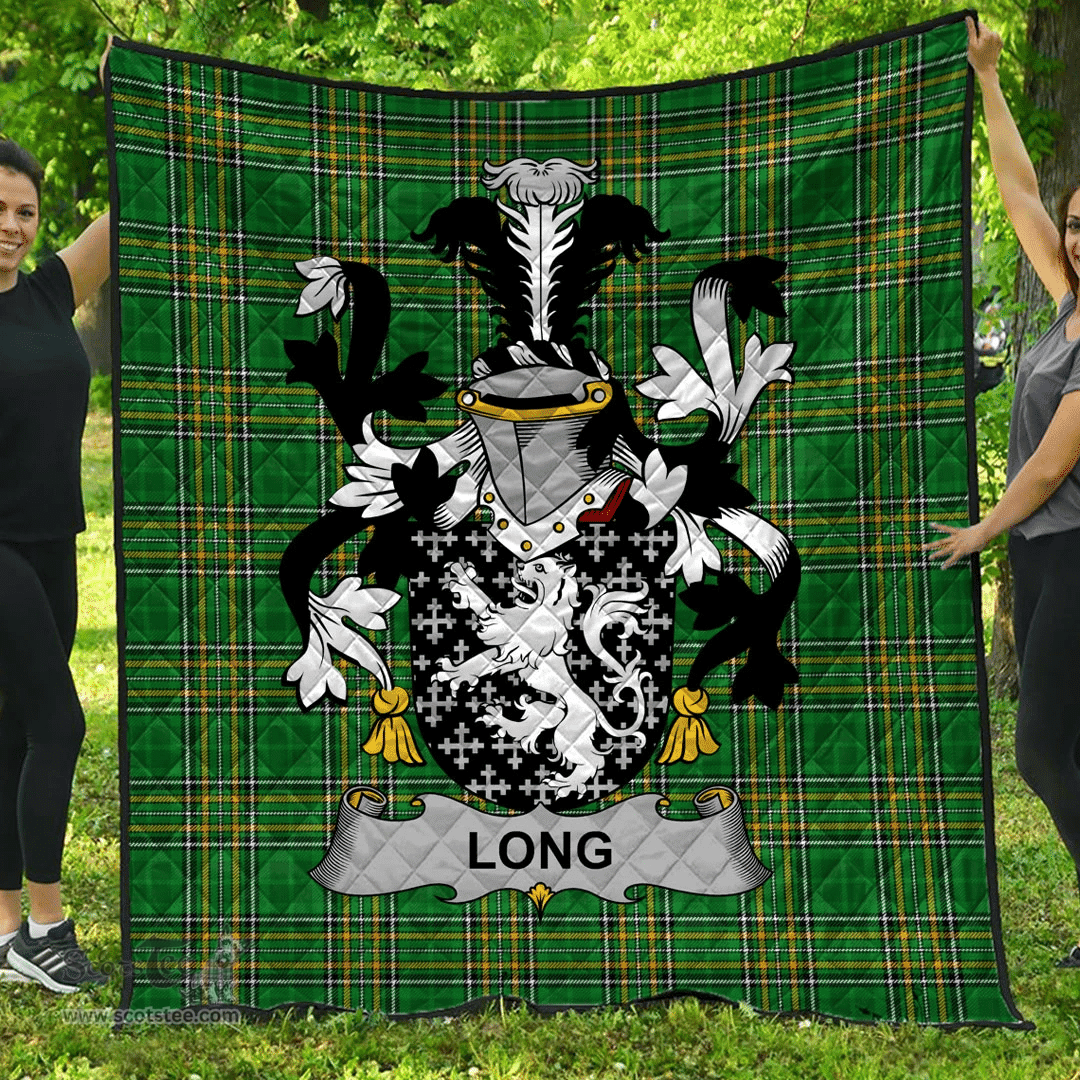Scottish Long Or Longe Irish Coat of Arms Family Crest Quilt Irish National Tartan Irish County Quilts