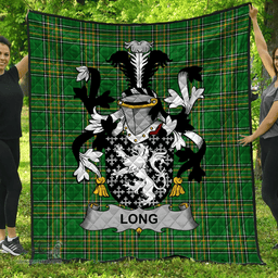 Scottish Long Or Longe Irish Coat of Arms Family Crest Quilt Irish National Tartan Irish County Quilts