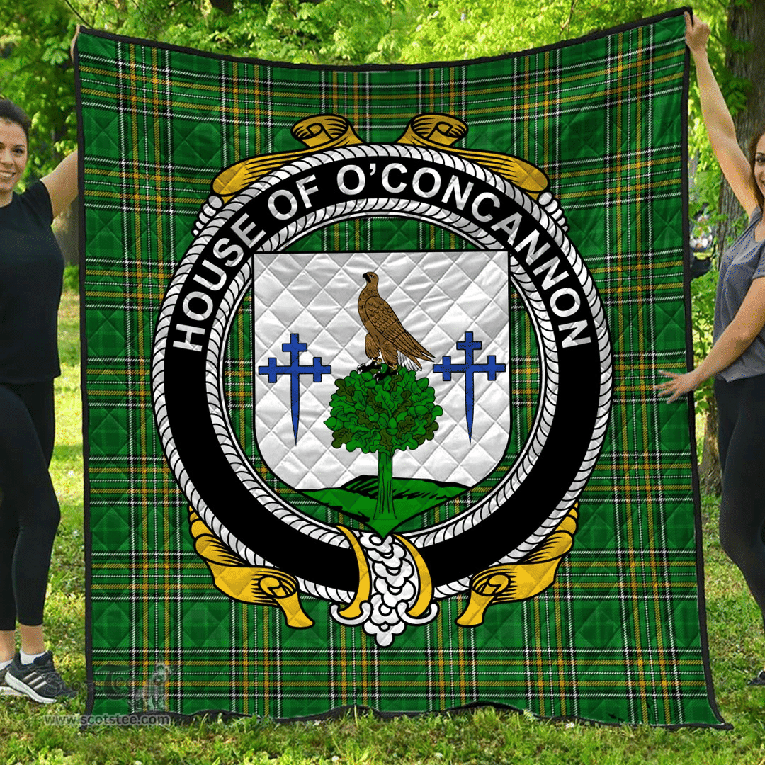 Scottish House Of O'Concannon Irish Coat of Arms Family Crest Quilt Irish National Tartan Irish County Quilts