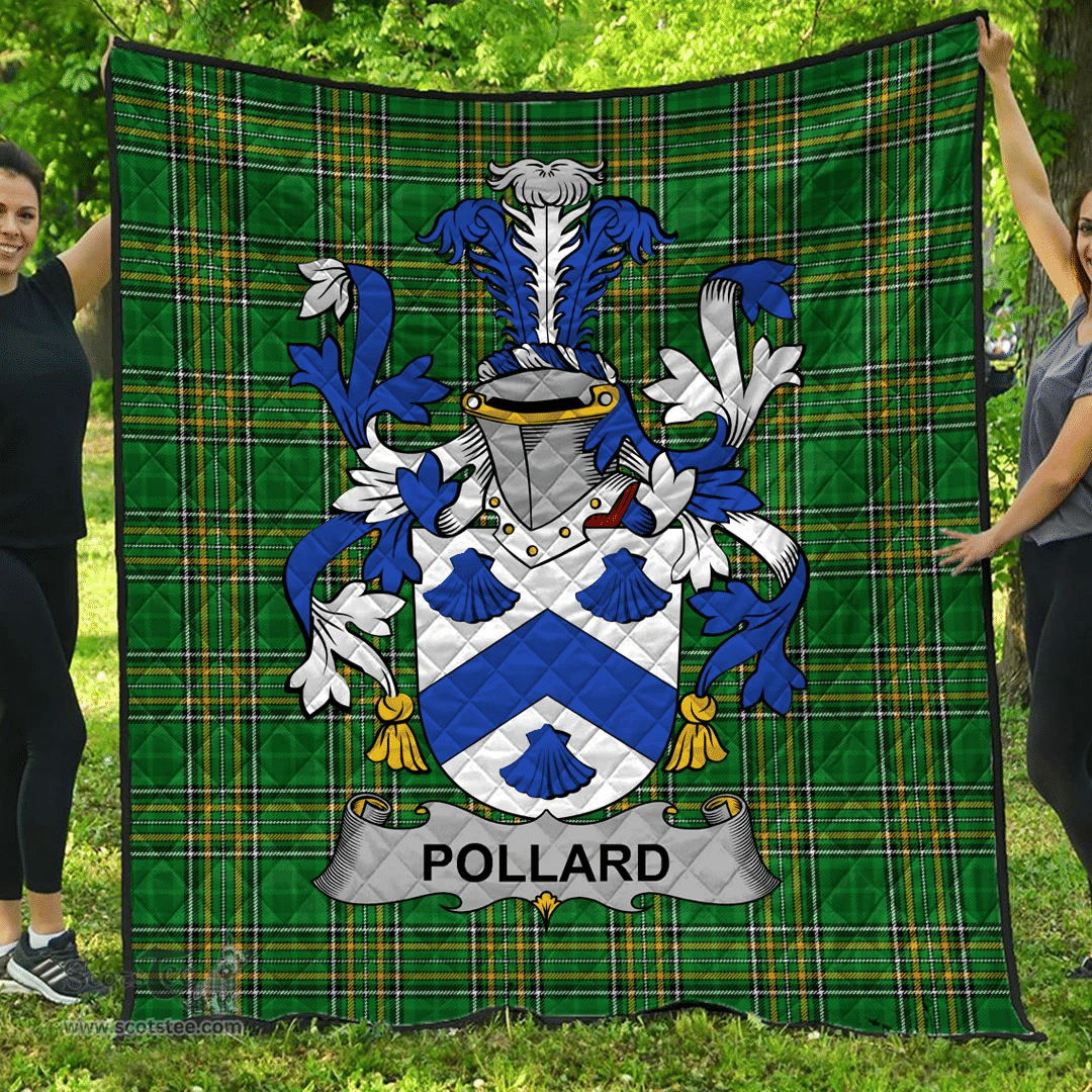 Scottish Pollard Irish Coat of Arms Family Crest Quilt Irish National Tartan Irish County Quilts