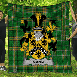 Scottish Mann Irish Coat of Arms Family Crest Quilt Irish National Tartan Irish County Quilts