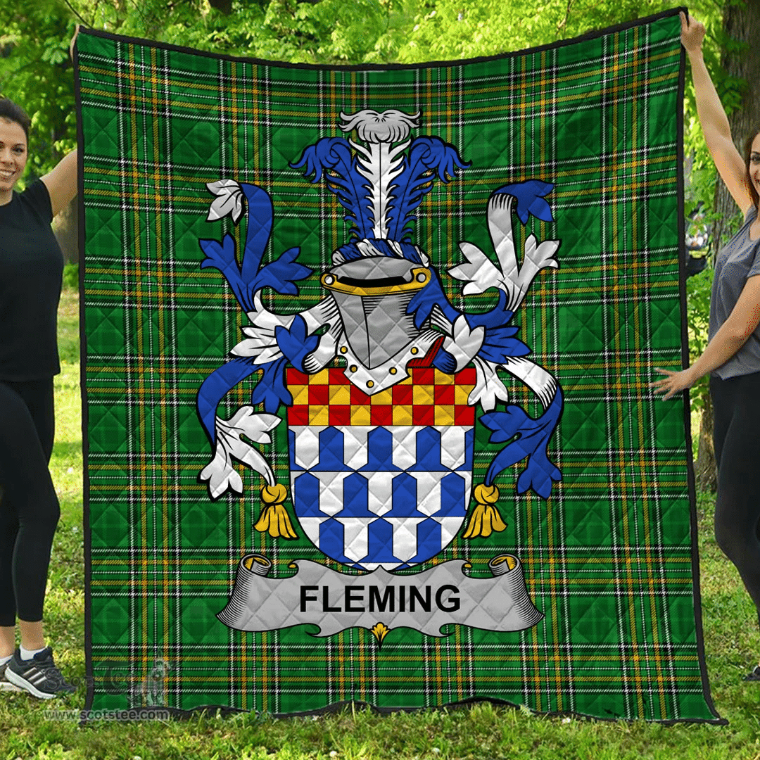 Scottish Fleming Irish Coat of Arms Family Crest Quilt Irish National Tartan Irish County Quilts