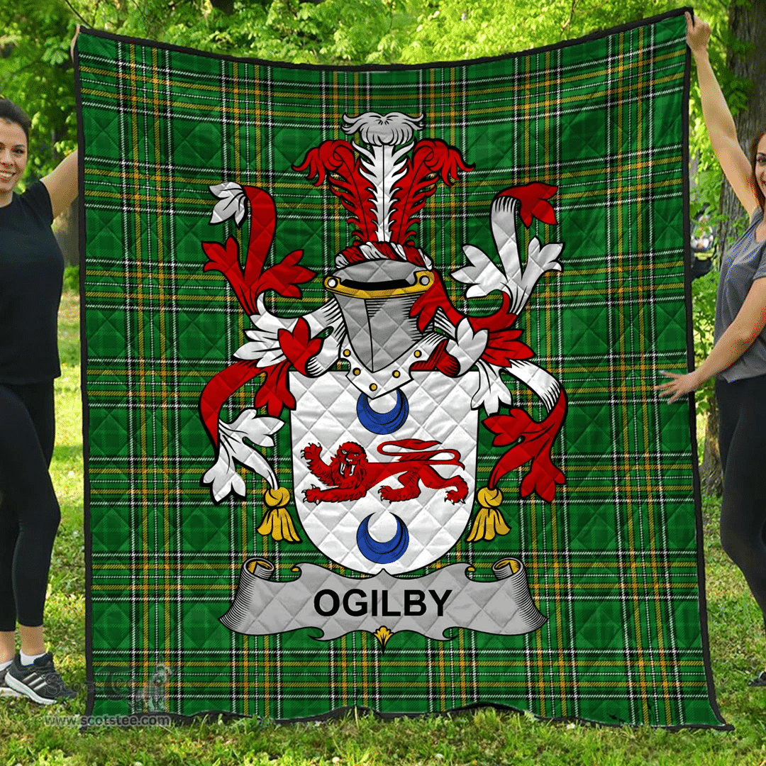 Scottish Ogilby Irish Coat of Arms Family Crest Quilt Irish National Tartan Irish County Quilts