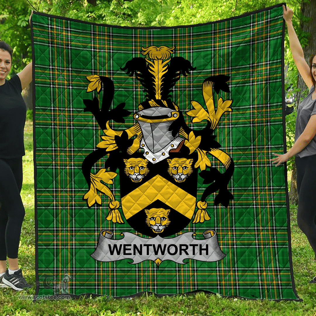 Scottish Wentworth Irish Coat of Arms Family Crest Quilt Irish National Tartan Irish County Quilts