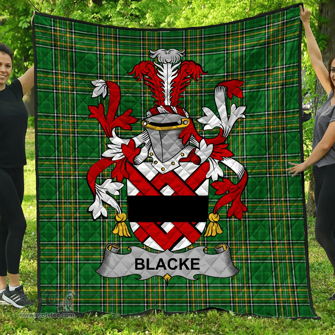 Scottish Blacke Irish Coat of Arms Family Crest Quilt Irish National Tartan Irish County Quilts