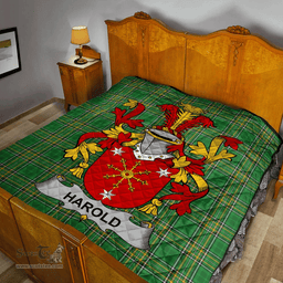 Scottish Harold Or Harrell Irish Coat of Arms Family Crest Quilt Irish National Tartan Irish County Quilts