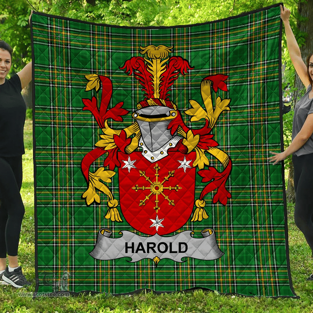 Scottish Harold Or Harrell Irish Coat of Arms Family Crest Quilt Irish National Tartan Irish County Quilts