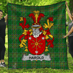 Scottish Harold Or Harrell Irish Coat of Arms Family Crest Quilt Irish National Tartan Irish County Quilts