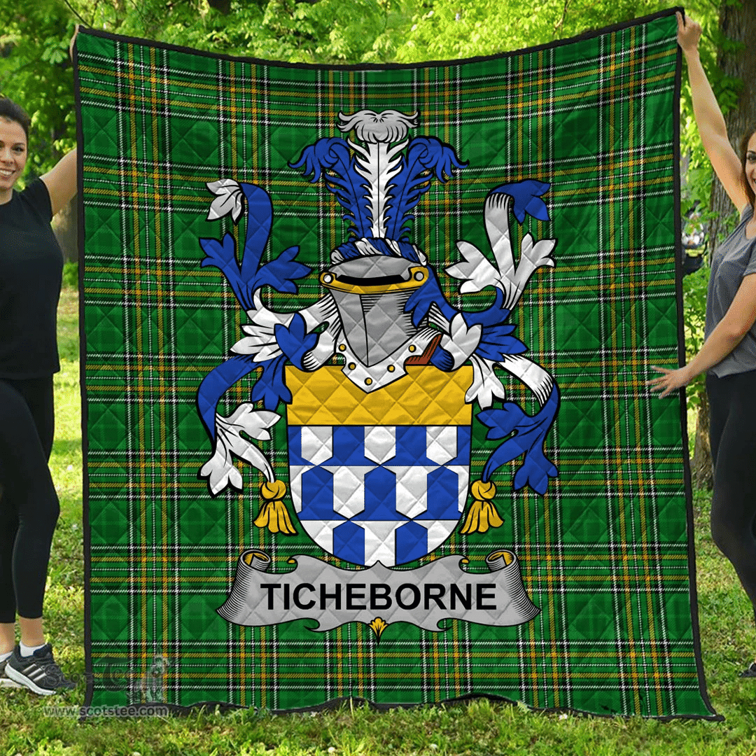 Scottish Ticheborne Irish Coat of Arms Family Crest Quilt Irish National Tartan Irish County Quilts