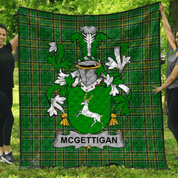 Scottish Mcgettigan Or Gethin Irish Coat of Arms Family Crest Quilt Irish National Tartan Irish County Quilts