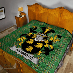 Scottish Ashmore Irish Coat of Arms Family Crest Quilt Irish National Tartan Irish County Quilts