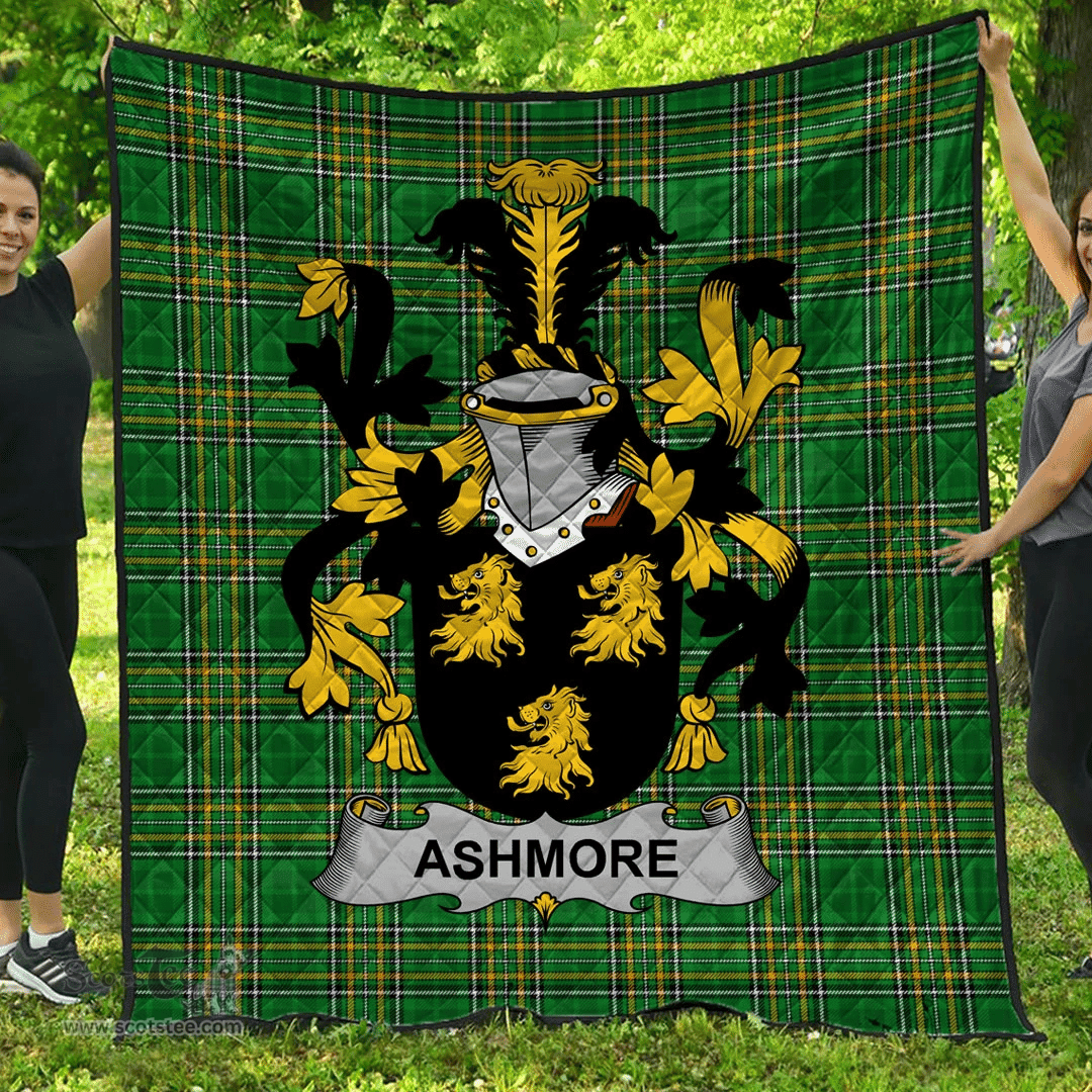 Scottish Ashmore Irish Coat of Arms Family Crest Quilt Irish National Tartan Irish County Quilts