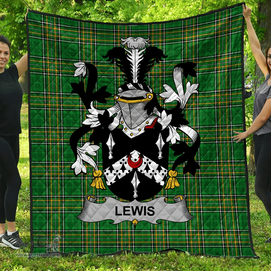 Scottish Lewis Irish Coat of Arms Family Crest Quilt Irish National Tartan Irish County Quilts