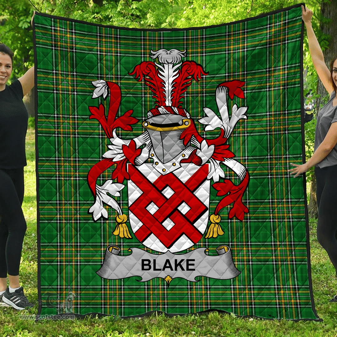 Scottish Blake Irish Coat of Arms Family Crest Quilt Irish National Tartan Irish County Quilts