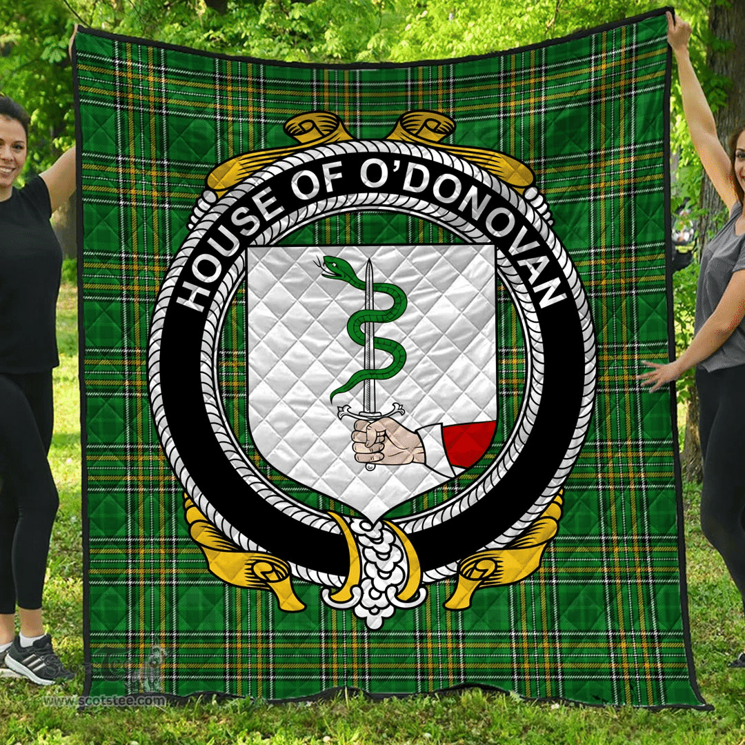 Scottish House Of O'Donovan Irish Coat of Arms Family Crest Quilt Irish National Tartan Irish County Quilts