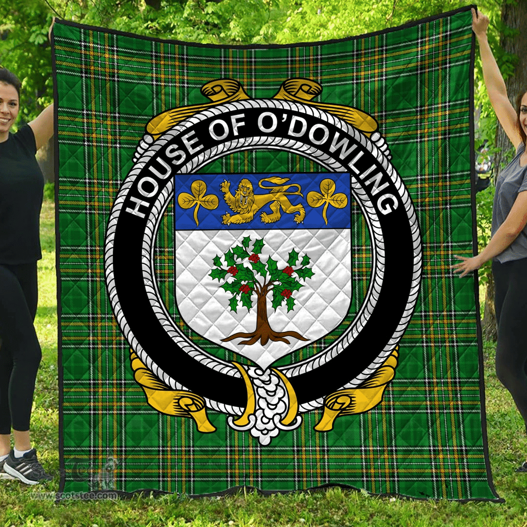 Scottish House Of O'Dowling Irish Coat of Arms Family Crest Quilt Irish National Tartan Irish County Quilts