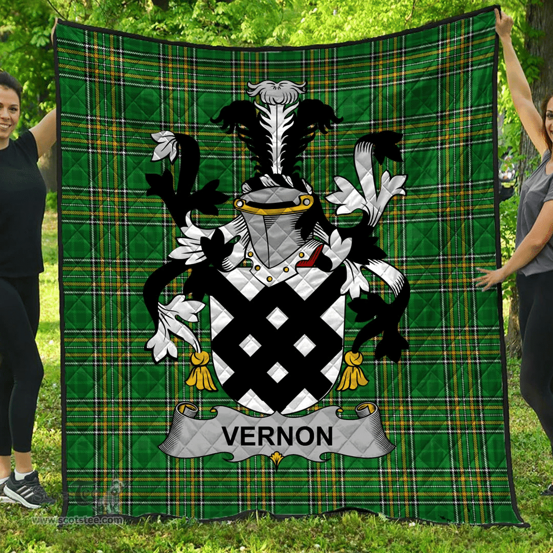 Scottish Vernon Irish Coat of Arms Family Crest Quilt Irish National Tartan Irish County Quilts
