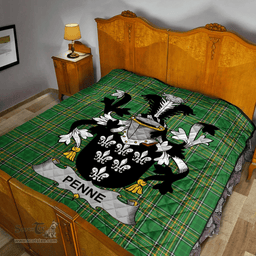 Scottish Penne Or Penn Irish Coat of Arms Family Crest Quilt Irish National Tartan Irish County Quilts