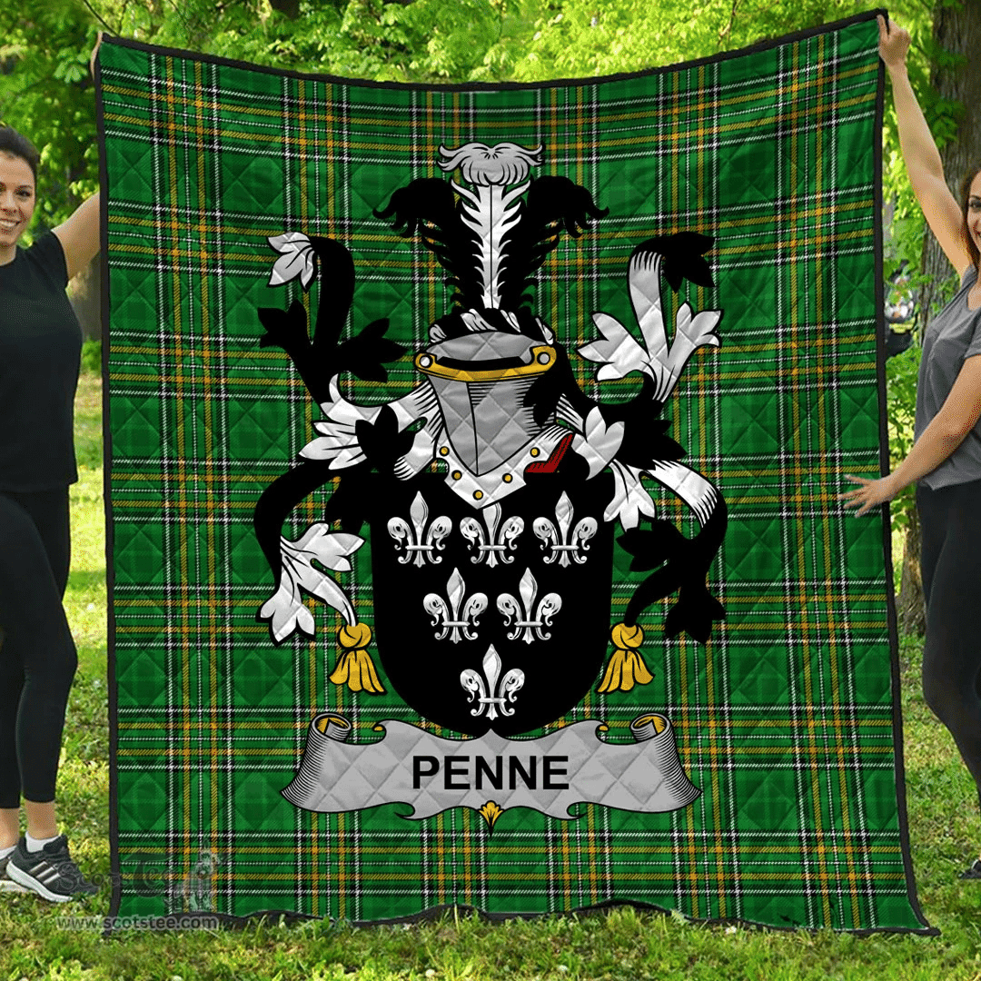 Scottish Penne Or Penn Irish Coat of Arms Family Crest Quilt Irish National Tartan Irish County Quilts