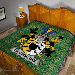 Scottish Brownlow Irish Coat of Arms Family Crest Quilt Irish National Tartan Irish County Quilts