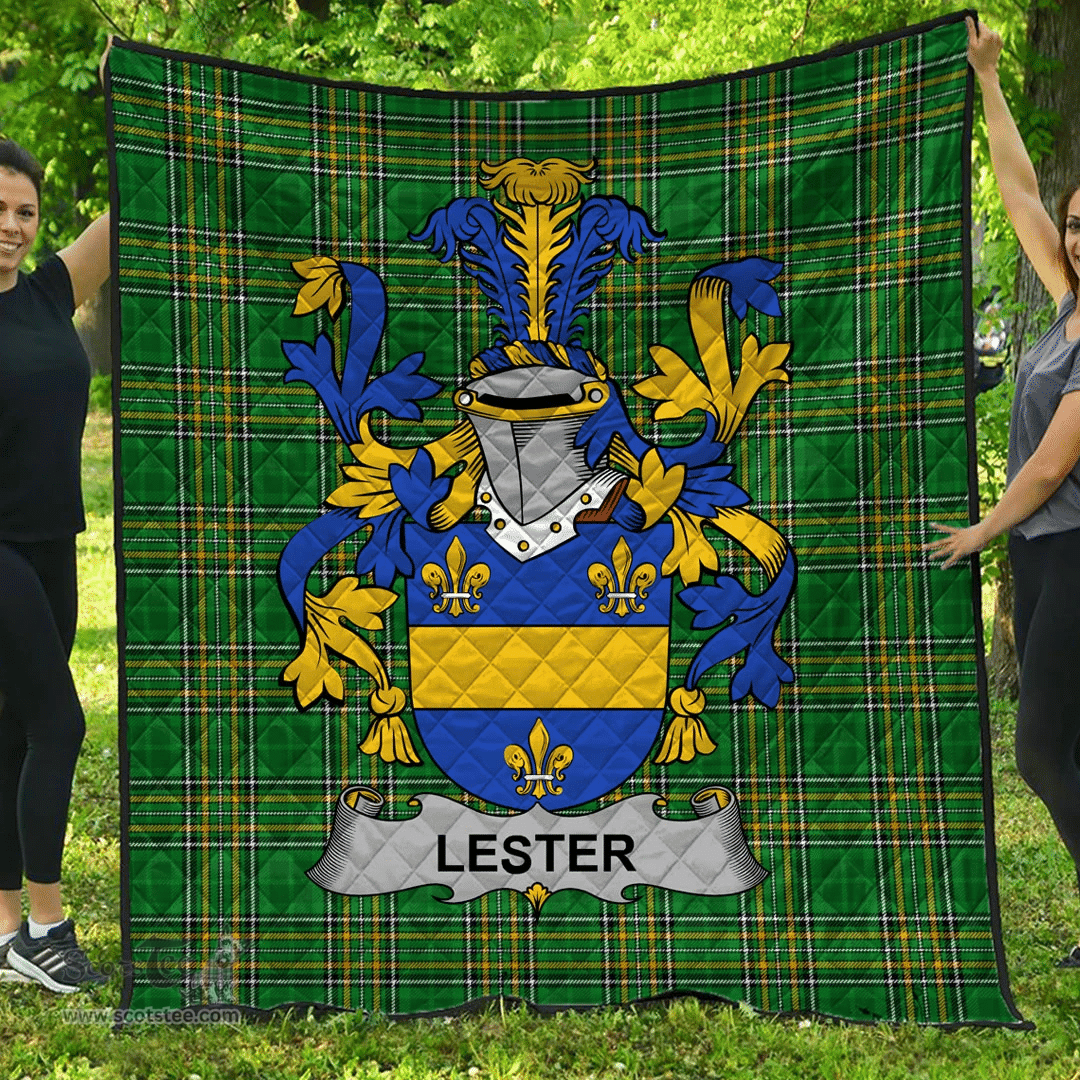 Scottish Lester Or Mcalester Irish Coat of Arms Family Crest Quilt Irish National Tartan Irish County Quilts