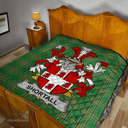 Scottish Shortall Irish Coat of Arms Family Crest Quilt Irish National Tartan Irish County Quilts