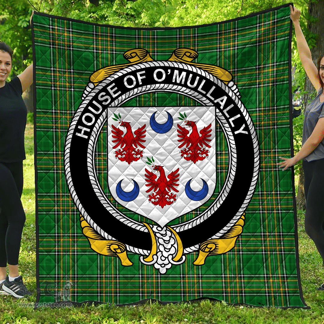Scottish House Of O'Mullally Irish Coat of Arms Family Crest Quilt Irish National Tartan Irish County Quilts