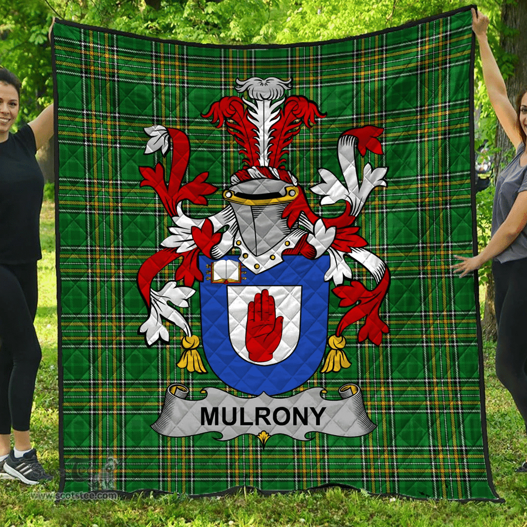 Scottish Mulrony Or O'Mulroney Irish Coat of Arms Family Crest Quilt Irish National Tartan Irish County Quilts