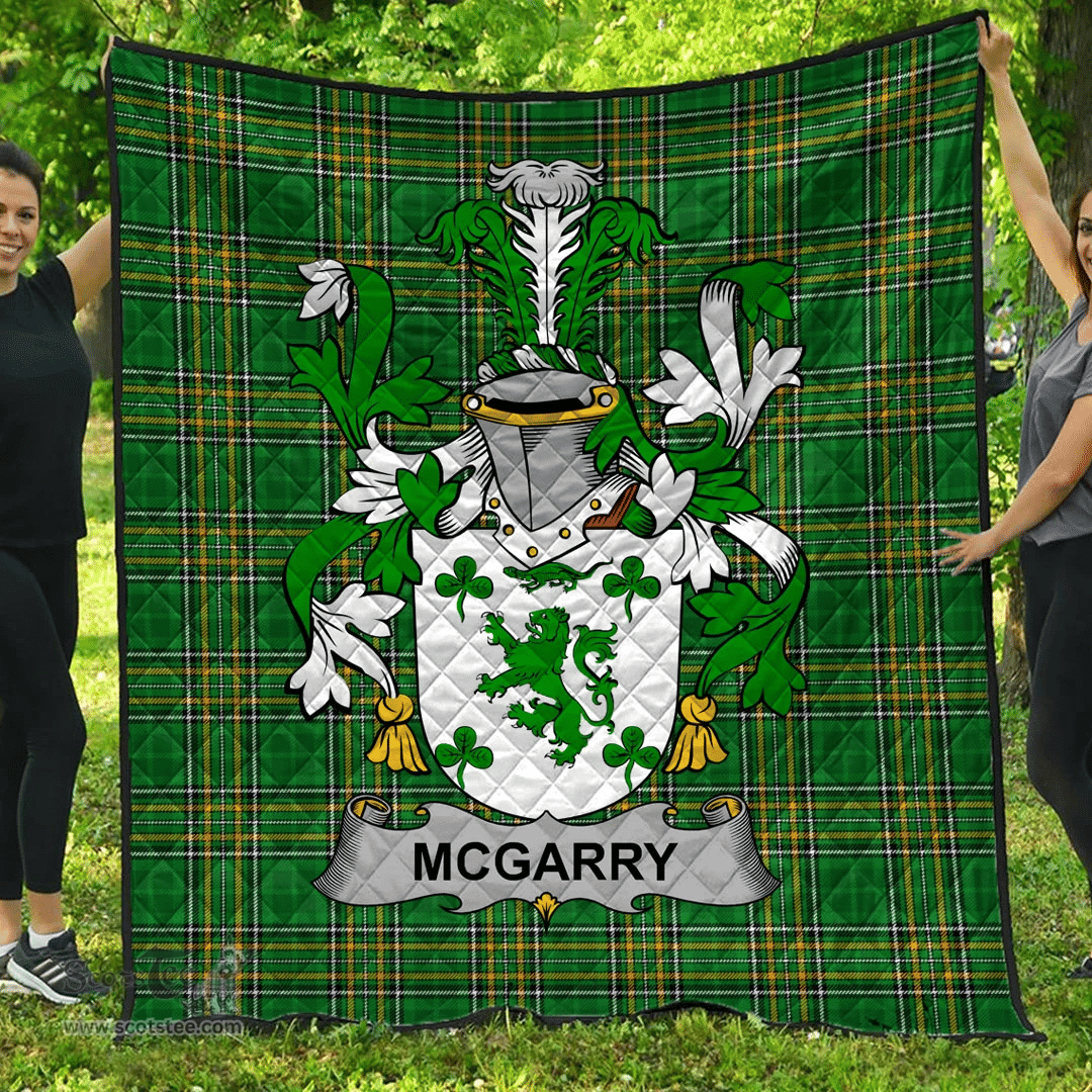 Scottish Mcgarry Or Garry Irish Coat of Arms Family Crest Quilt Irish National Tartan Irish County Quilts