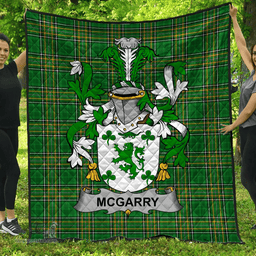Scottish Mcgarry Or Garry Irish Coat of Arms Family Crest Quilt Irish National Tartan Irish County Quilts