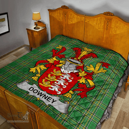 Scottish Downey Or O'Downey Irish Coat of Arms Family Crest Quilt Irish National Tartan Irish County Quilts