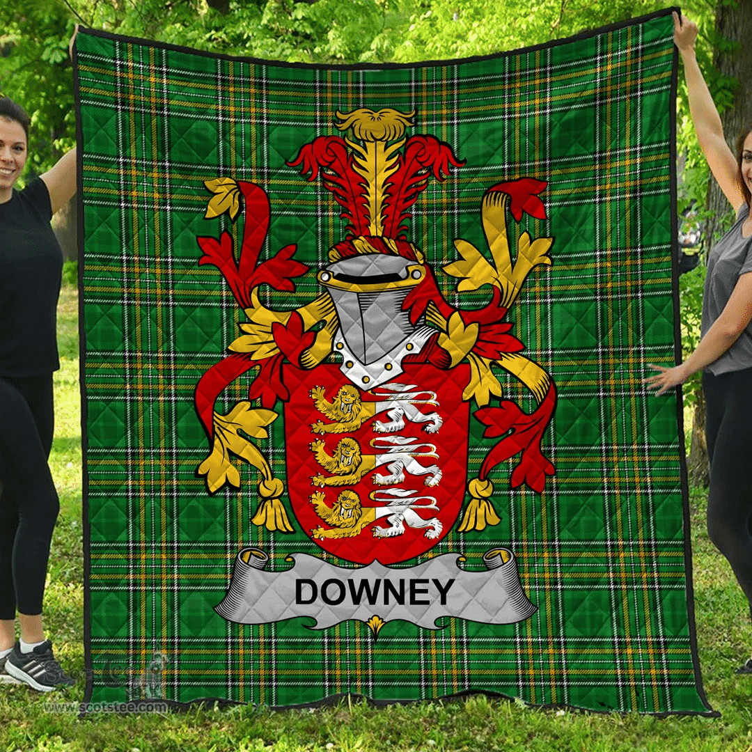 Scottish Downey Or O'Downey Irish Coat of Arms Family Crest Quilt Irish National Tartan Irish County Quilts