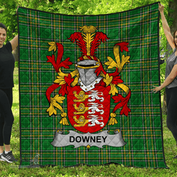 Scottish Downey Or O'Downey Irish Coat of Arms Family Crest Quilt Irish National Tartan Irish County Quilts