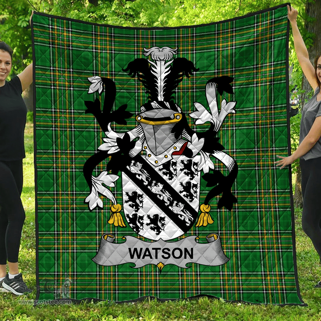 Scottish Watson Irish Coat of Arms Family Crest Quilt Irish National Tartan Irish County Quilts