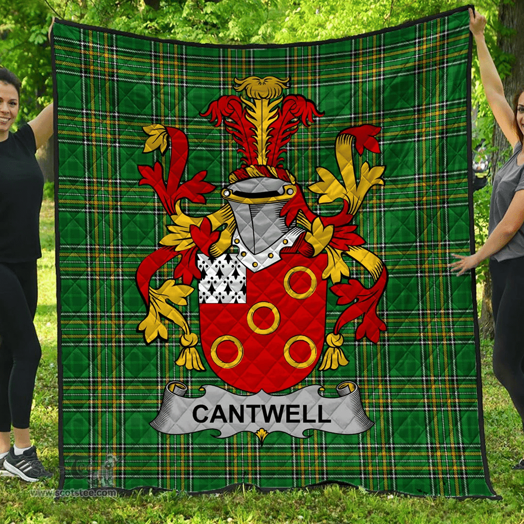 Scottish Cantwell Irish Coat of Arms Family Crest Quilt Irish National Tartan Irish County Quilts