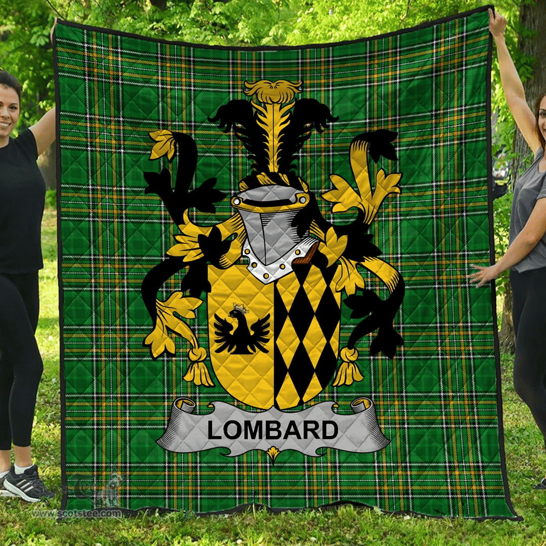 Scottish Lombard Irish Coat of Arms Family Crest Quilt Irish National Tartan Irish County Quilts