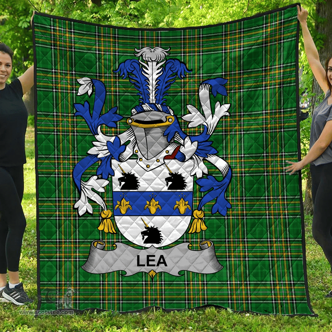 Scottish Lea Or Mclea Irish Coat of Arms Family Crest Quilt Irish National Tartan Irish County Quilts