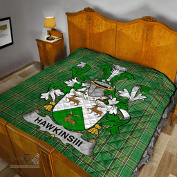 Scottish Hawkinsiii Irish Coat of Arms Family Crest Quilt Irish National Tartan Irish County Quilts