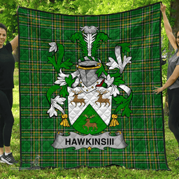 Scottish Hawkinsiii Irish Coat of Arms Family Crest Quilt Irish National Tartan Irish County Quilts