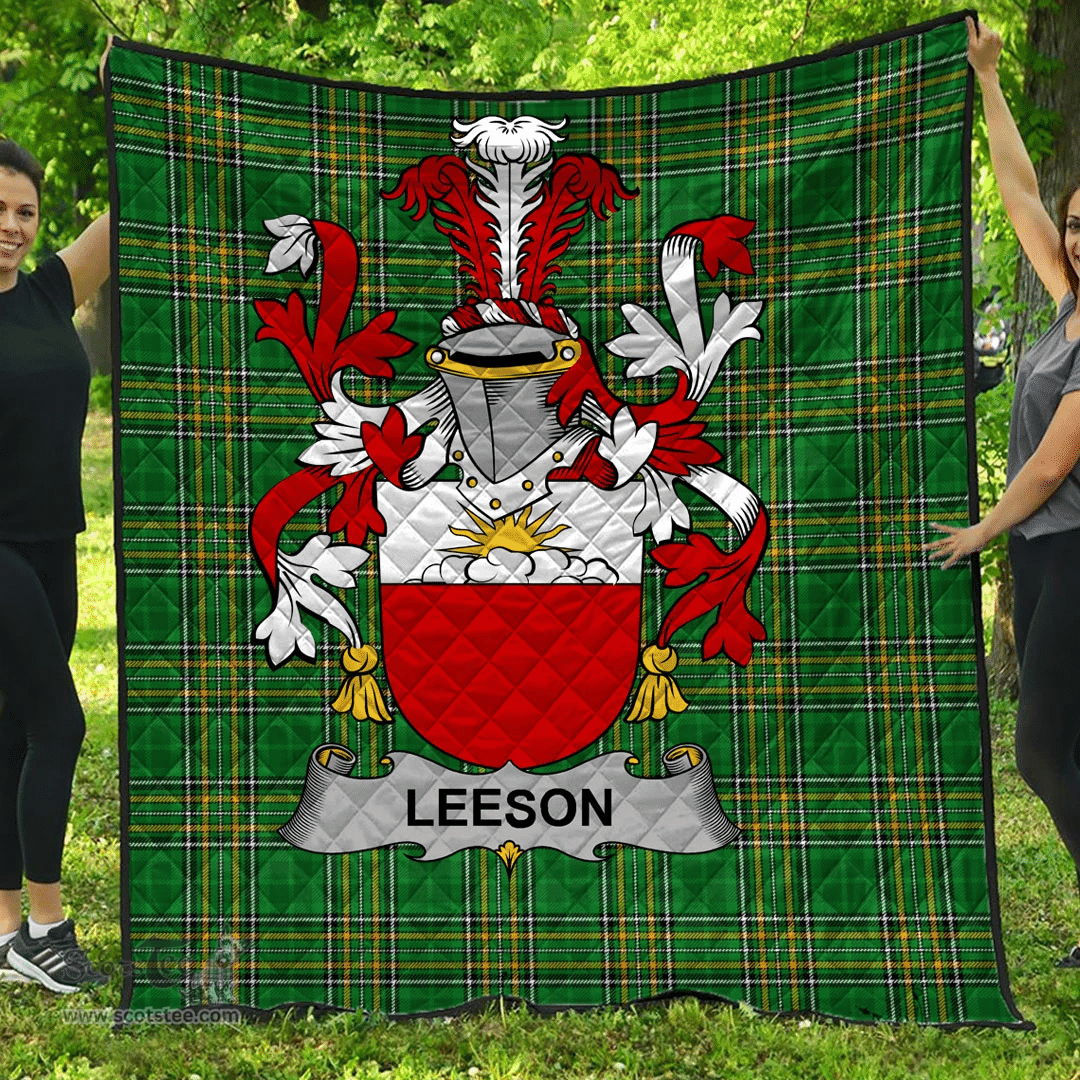 Scottish Leeson Irish Coat of Arms Family Crest Quilt Irish National Tartan Irish County Quilts
