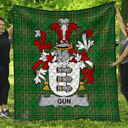 Scottish Gun Irish Coat of Arms Family Crest Quilt Irish National Tartan Irish County Quilts