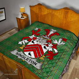 Scottish Singleton Irish Coat of Arms Family Crest Quilt Irish National Tartan Irish County Quilts