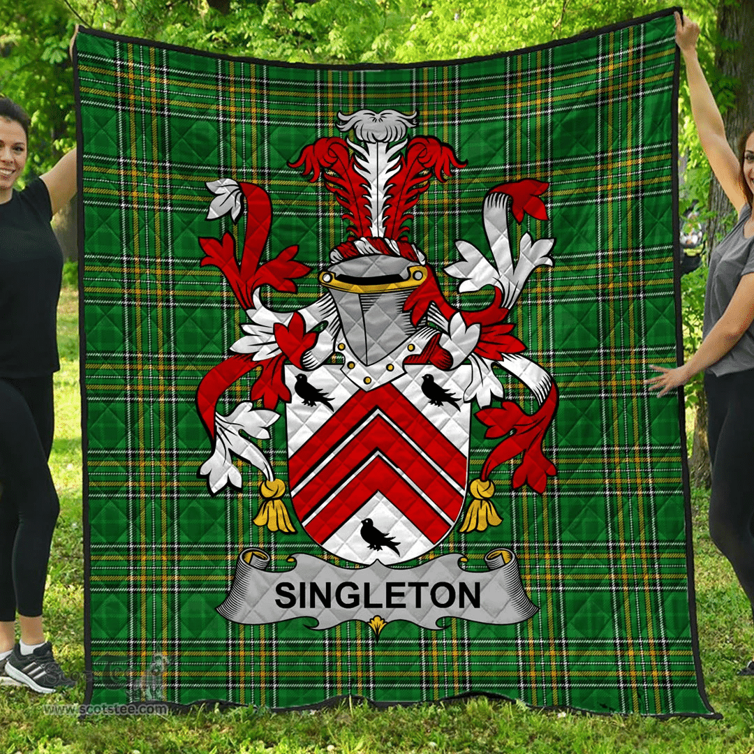 Scottish Singleton Irish Coat of Arms Family Crest Quilt Irish National Tartan Irish County Quilts