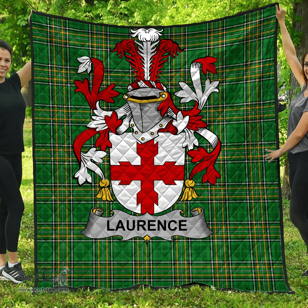 Scottish Laurence Irish Coat of Arms Family Crest Quilt Irish National Tartan Irish County Quilts