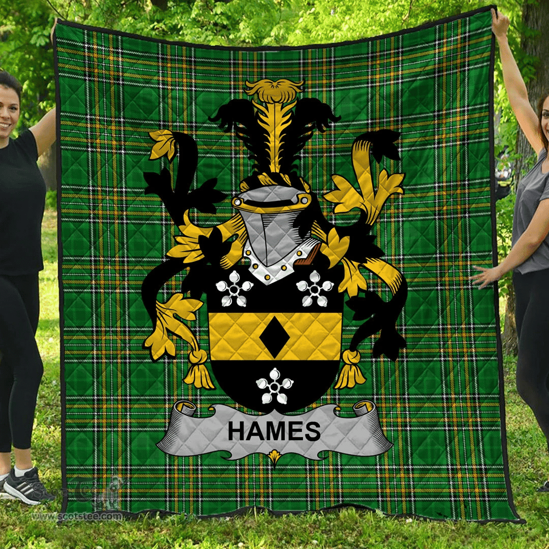 Scottish Hames Irish Coat of Arms Family Crest Quilt Irish National Tartan Irish County Quilts