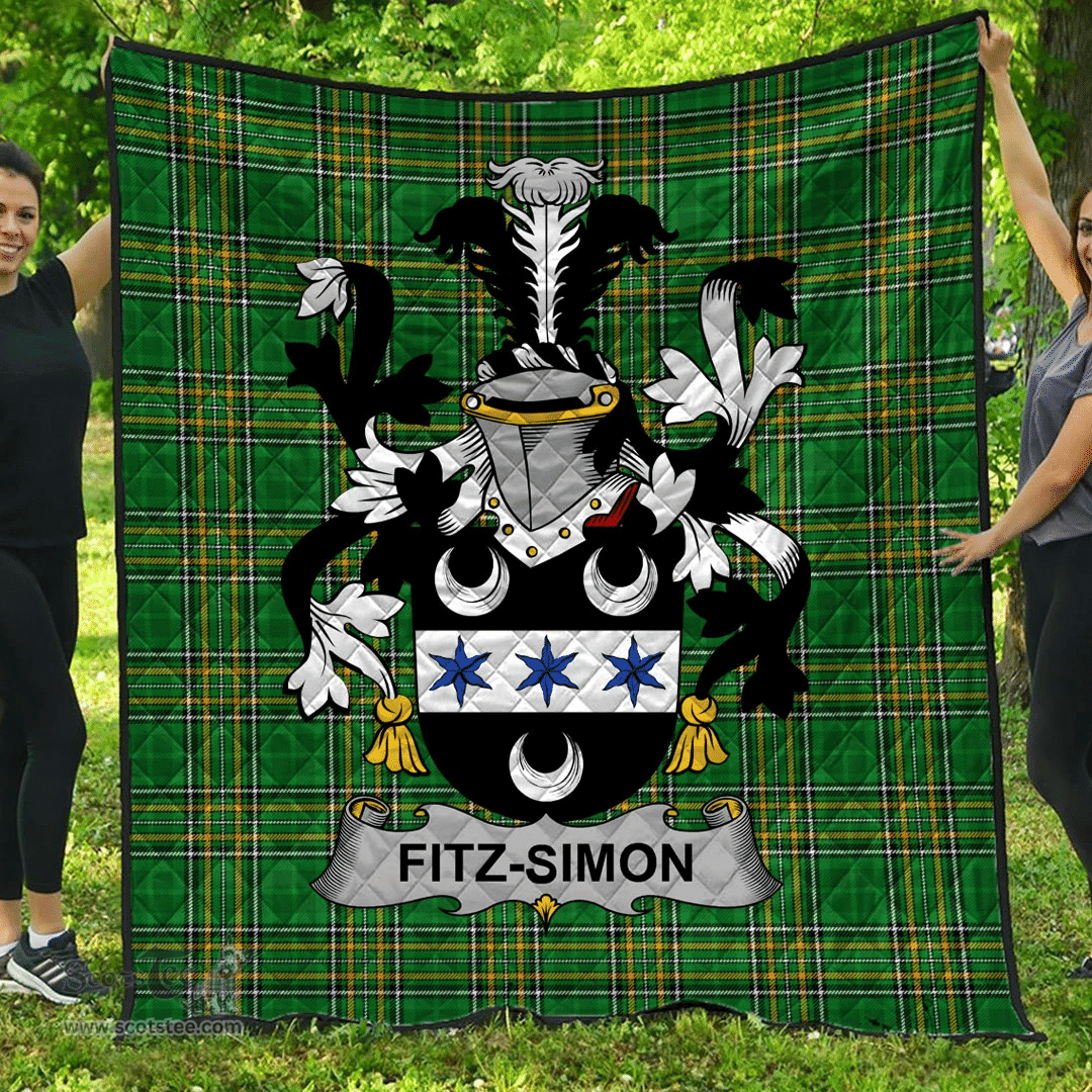 Scottish Fitz-Simon Irish Coat of Arms Family Crest Quilt Irish National Tartan Irish County Quilts