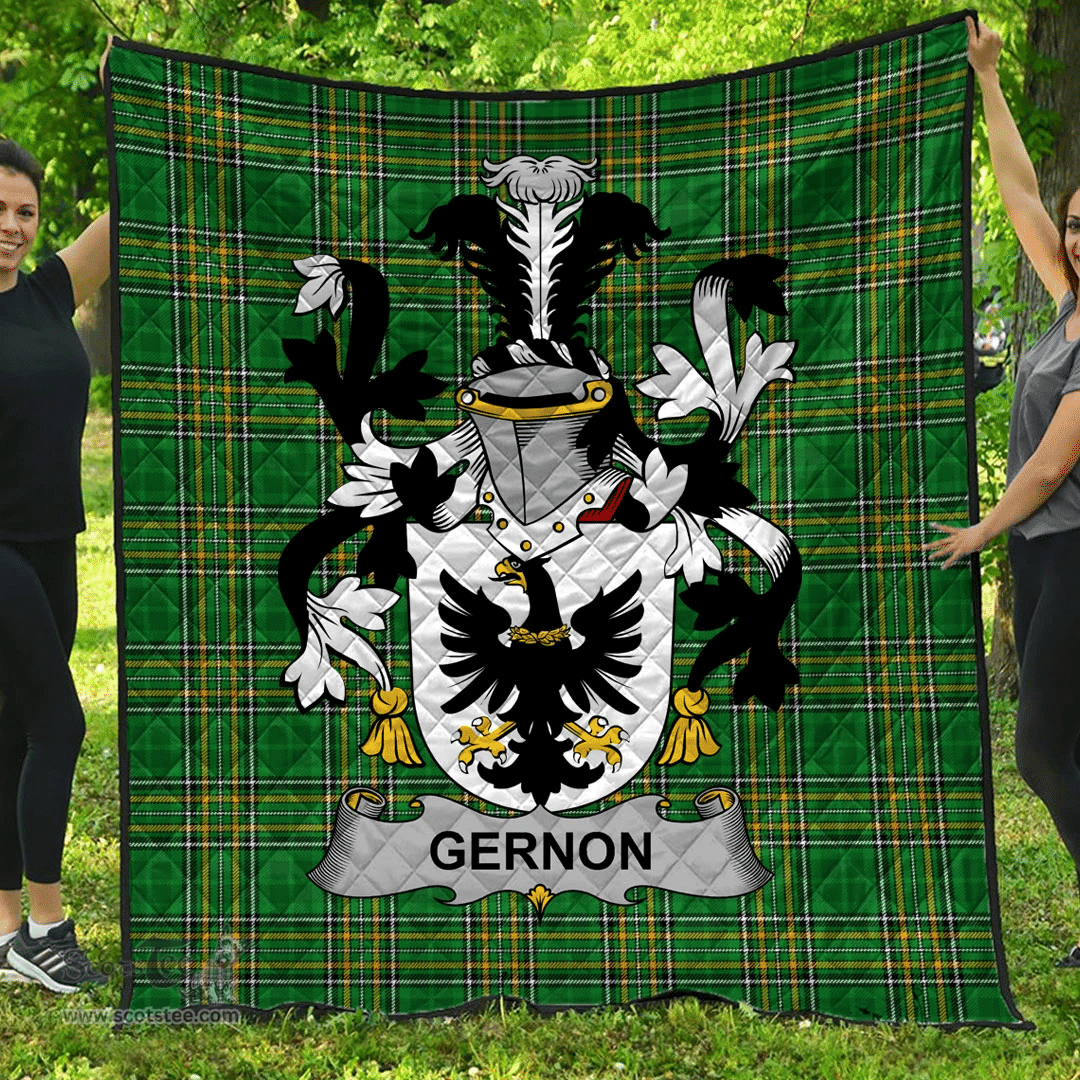 Scottish Gernon Or Garland Irish Coat of Arms Family Crest Quilt Irish National Tartan Irish County Quilts