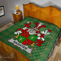 Scottish Naghten Or O'Naghten Irish Coat of Arms Family Crest Quilt Irish National Tartan Irish County Quilts