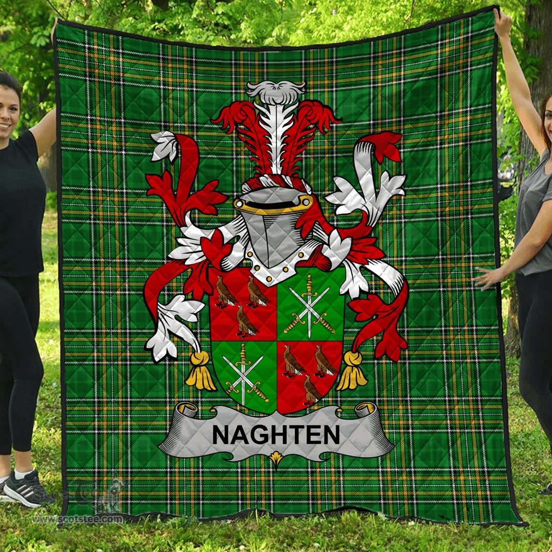 Scottish Naghten Or O'Naghten Irish Coat of Arms Family Crest Quilt Irish National Tartan Irish County Quilts